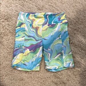 No Boundaries Blue and Green Athletic Shorts Vibrant Design